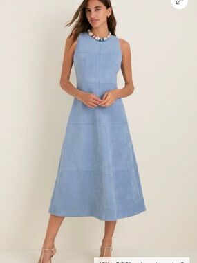 Tuckernuck Maison Sleeveless A-Line Midi Dress in Suede Powder Blue